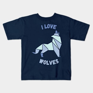 I love wolves - geometric Kids T-Shirt